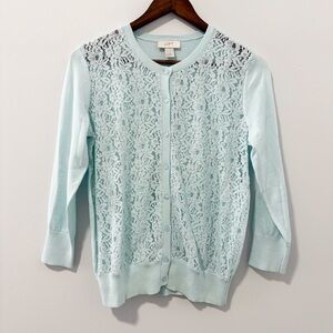 LOFT by Ann Taylor Factory Lace Button Down Cardigan Womens Sz Small Lightweight